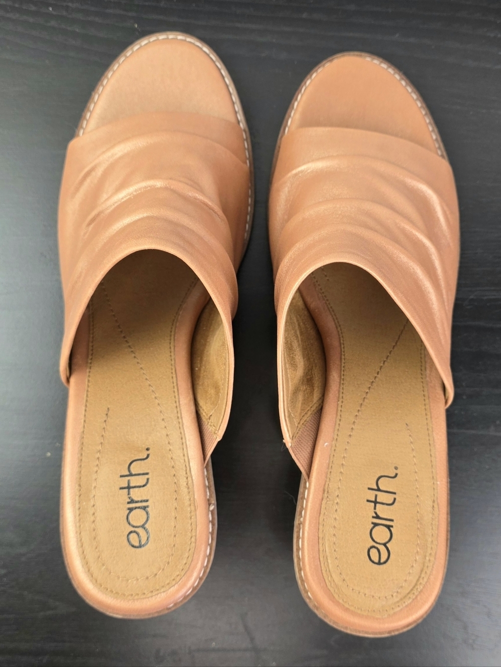 Earth Adara Slip On Dress Sandal, Ruched Mules With Stacked Block Heels - Picture 6 of 16